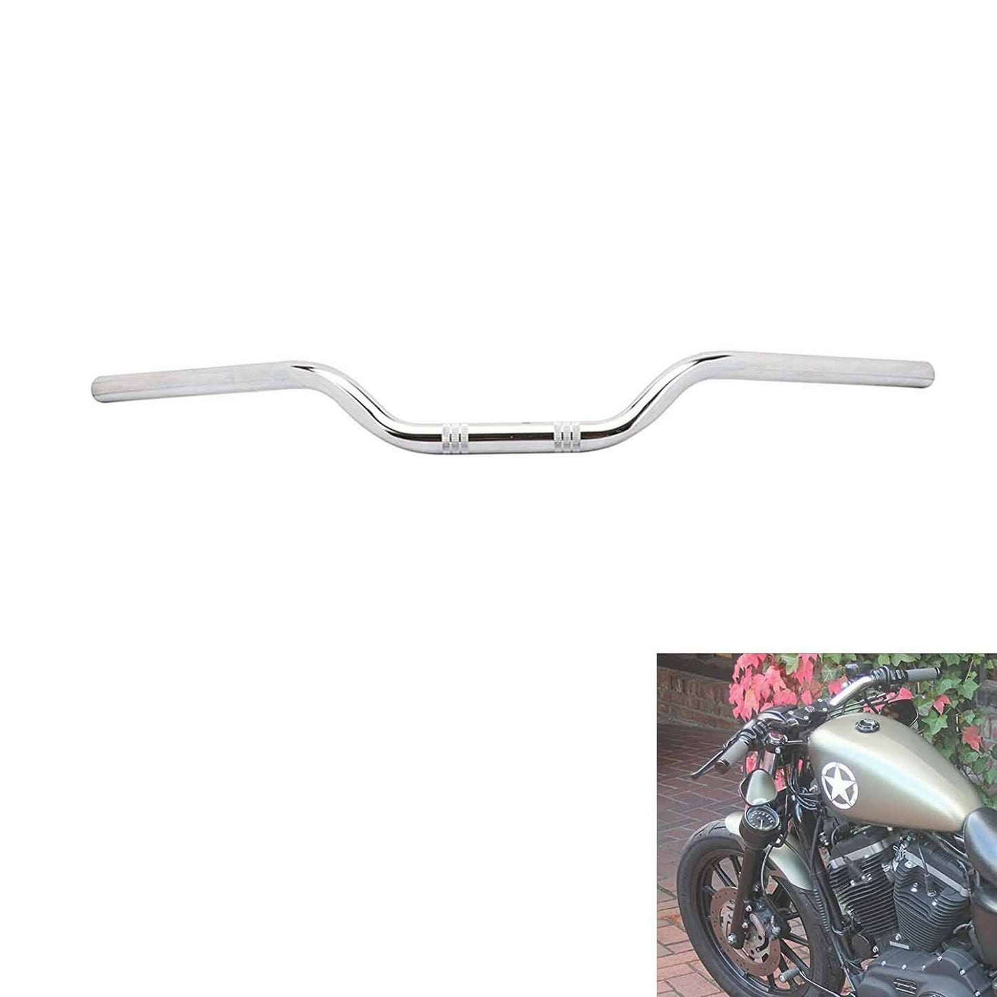 Universal 7/8" 22mm Chrome Motorcycle Drag Bars Handlebar For Honda Kawasaki - TDRMOTO