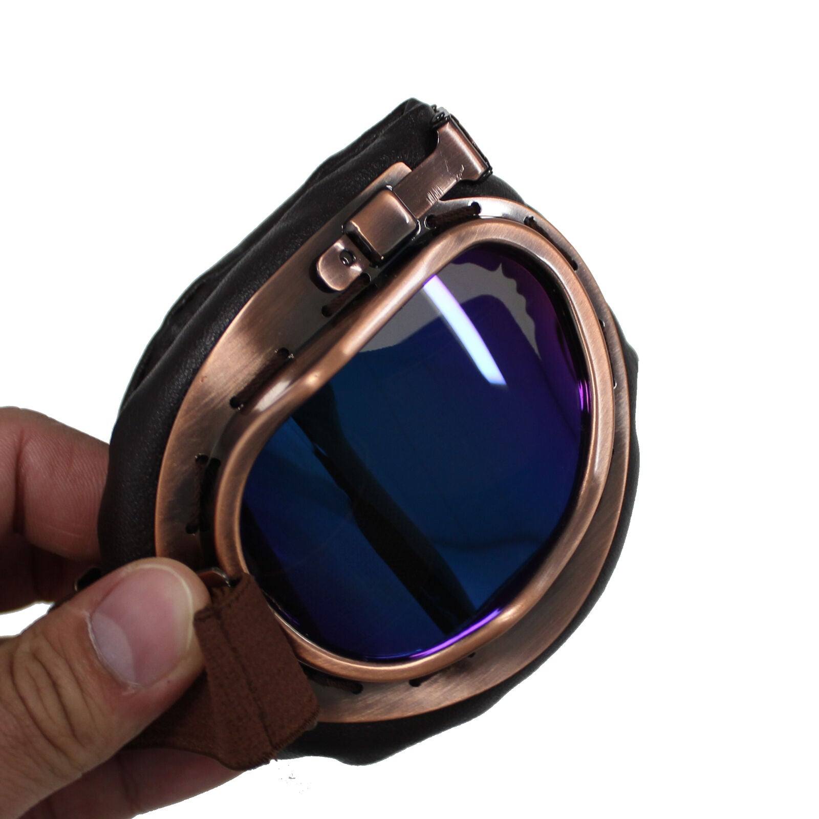 Motorcycle Vintage Style With Glasses Goggles Retro Harley Helmets For Men Women - TDRMOTO