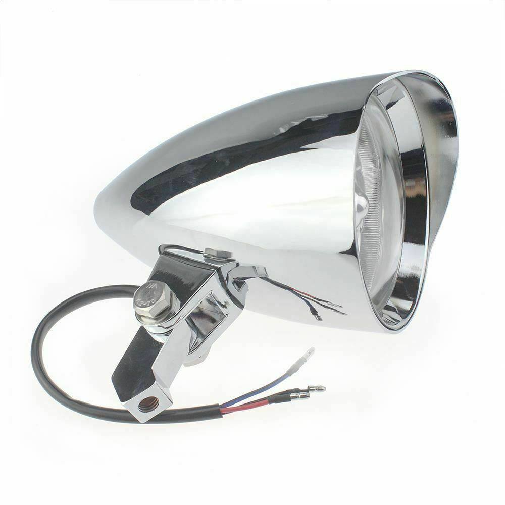 Motorcycle Bullet Chrome Headlight Light For Harley Davidson Choppers Silver 4.5 - TDRMOTO