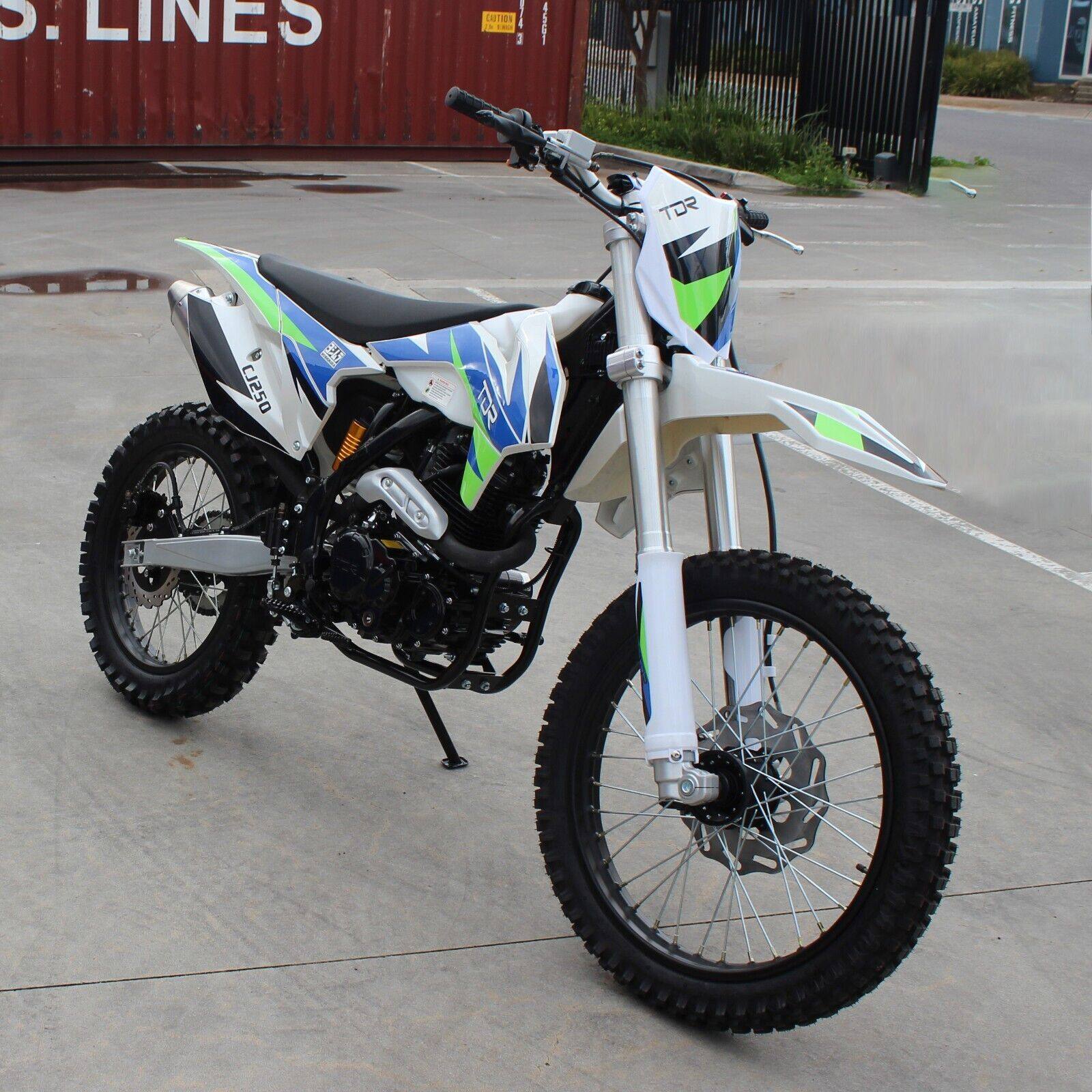 TDR CJ250 250cc Dirt Pit Bike Off Road Motocross Electric/Kick Start Motorbike Blue & Green - TDRMOTO