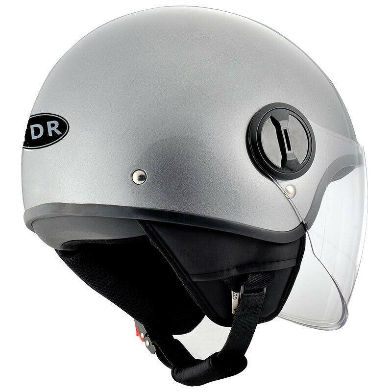 TDR Gloss Grey Open Face Motorcycle Helmet for Adult - TDRMOTO