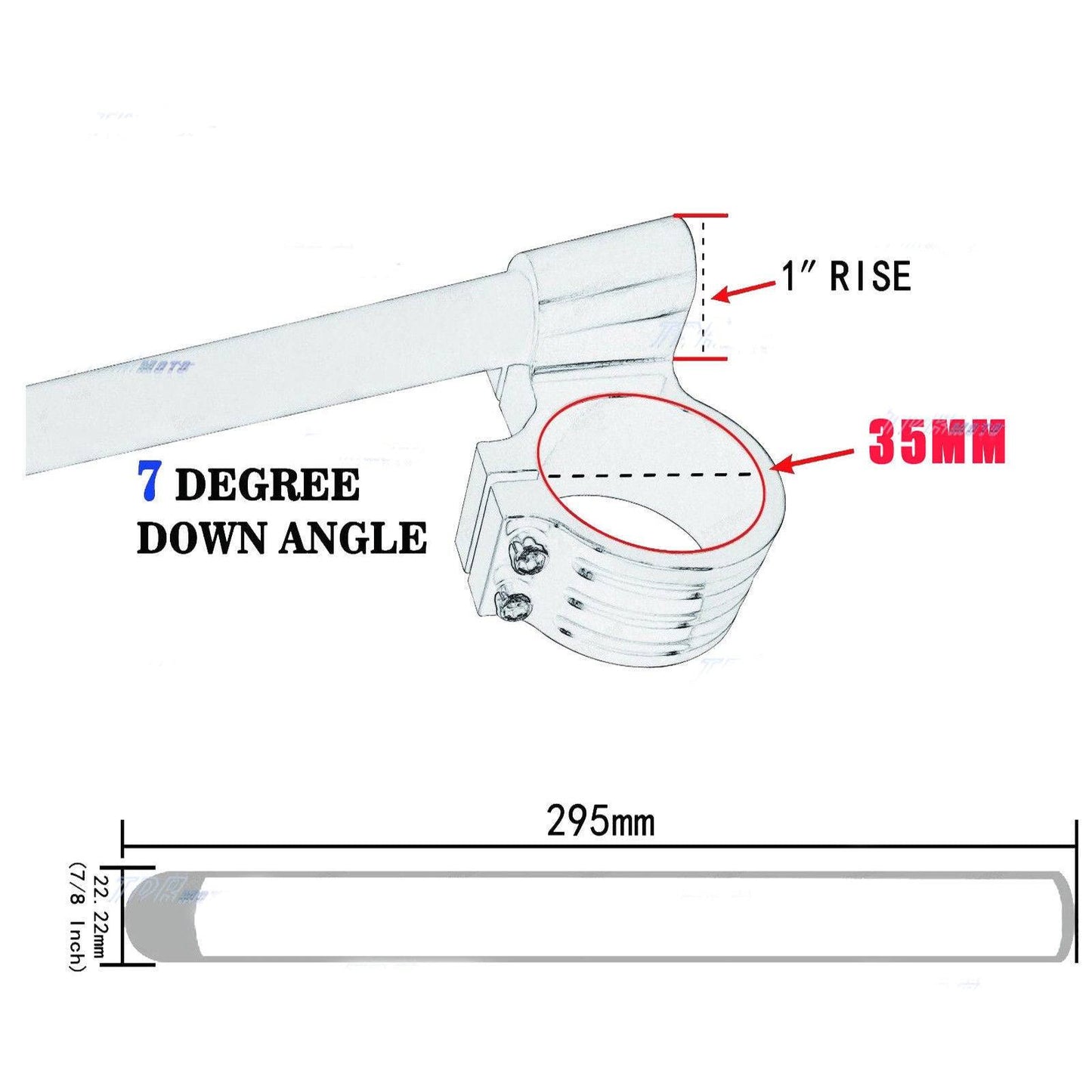 1" Raised Riser Clip-On ClipOns Handlebar Universal Fits 35mm Forks CAFE RACER - TDRMOTO