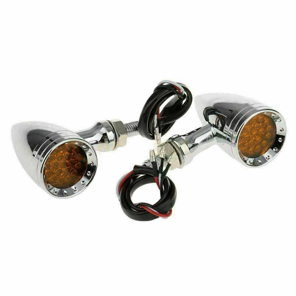 Chrome Metal 20Led Bullet Turn Signal Indicator Harley Sportster Softail Bobber - TDRMOTO