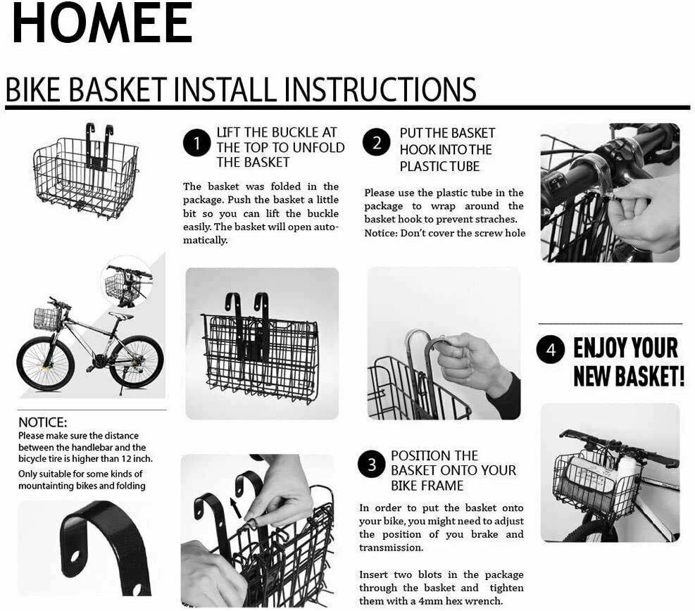 Black Foldable Bicycle Front/Rear Handlebar Basket Storage - TDRMOTO