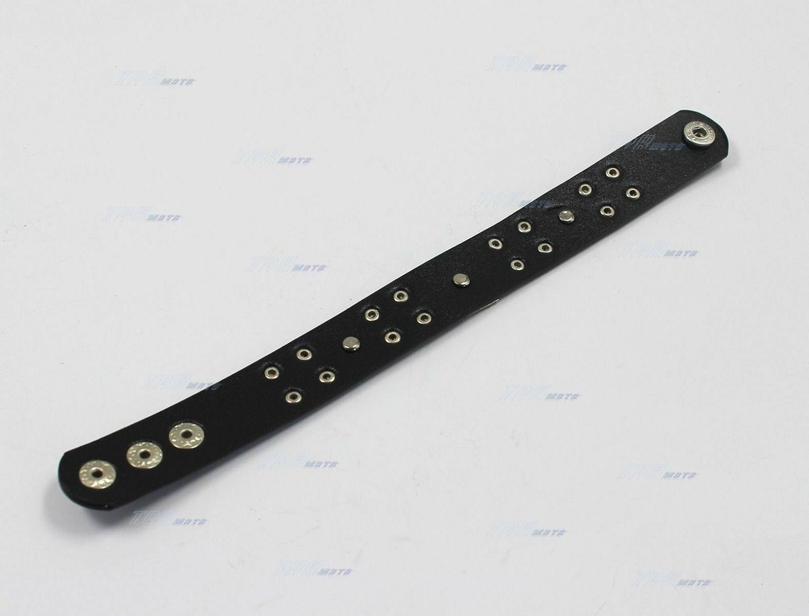 Men Women Boy Girl Biker leather bracelet wrist band wristband BLACK 3 Cross - TDRMOTO