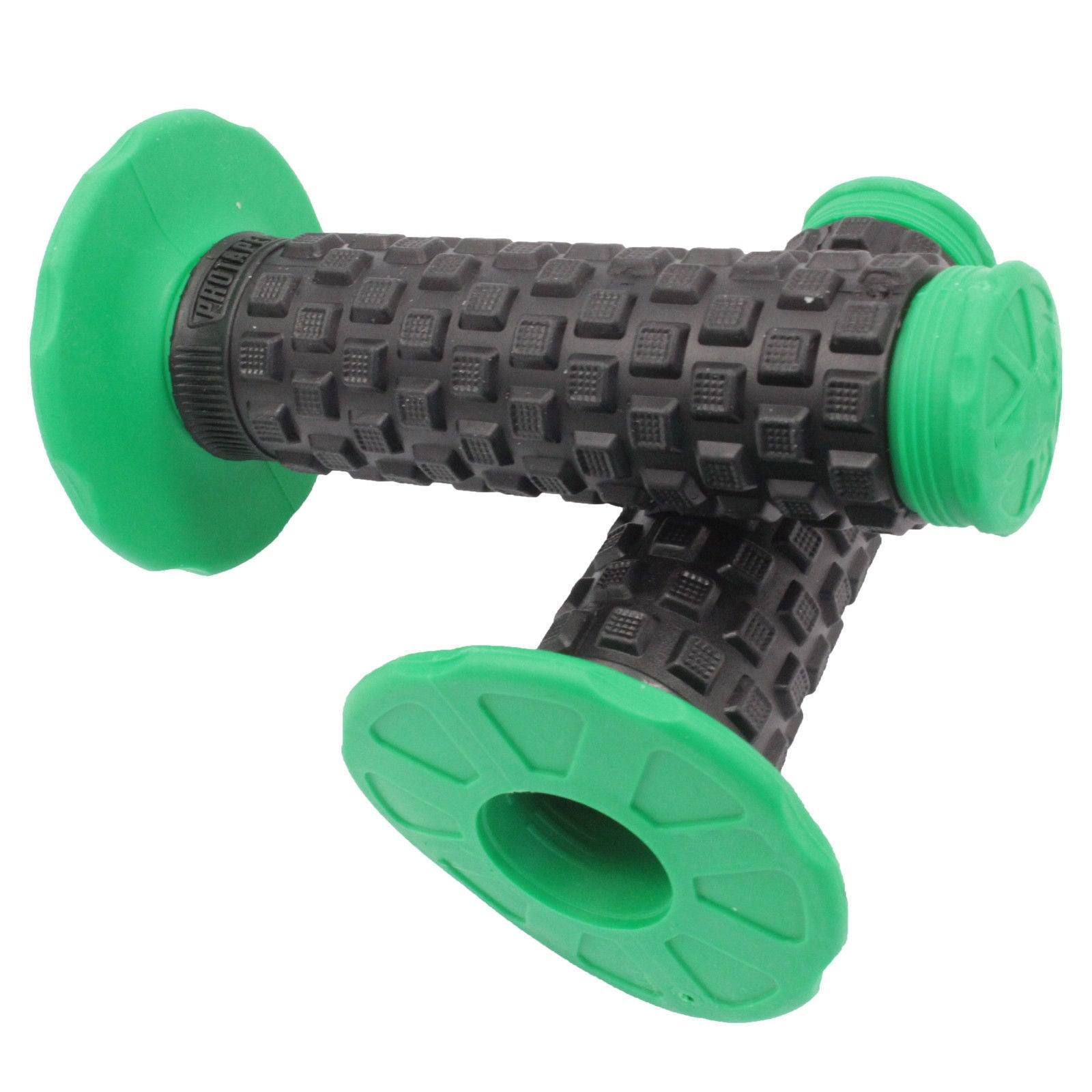 Green Black Motorcycle Grips 7/8" 22mm Handle Bar Pro Pit Dirt Bike Hand Grip - TDRMOTO