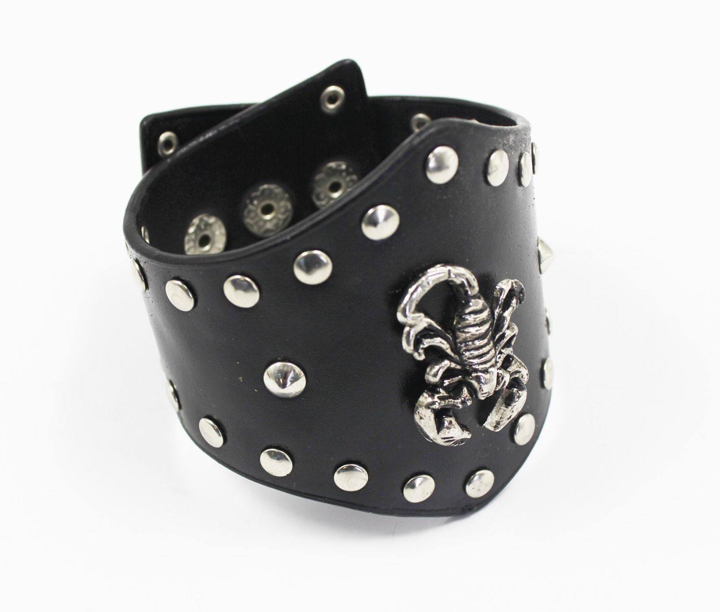 Scorpion Studs Belt Gothic Punk Rock Cool Men's Leather Bracelet Cuff Wristband - TDRMOTO