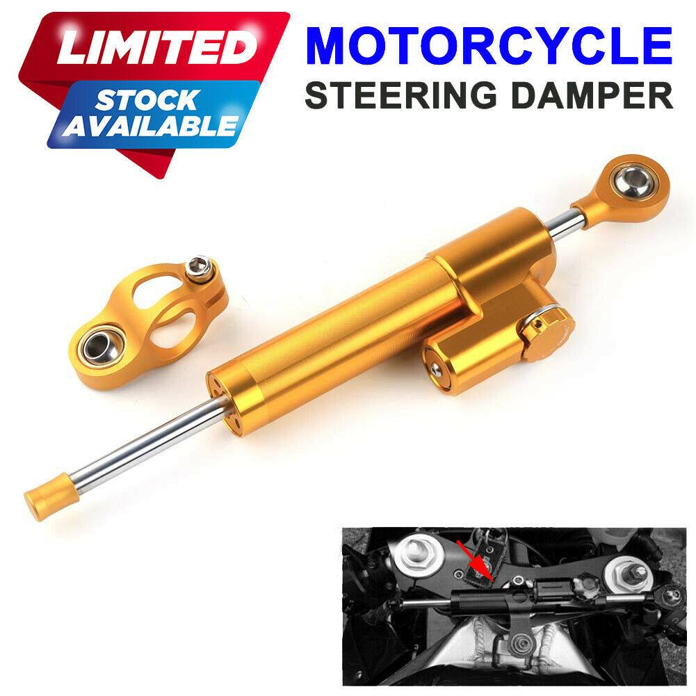 Gold Universal CNC Steering Damper Motorcycle Linear Stabilizer Reversed Safety Control - TDRMOTO