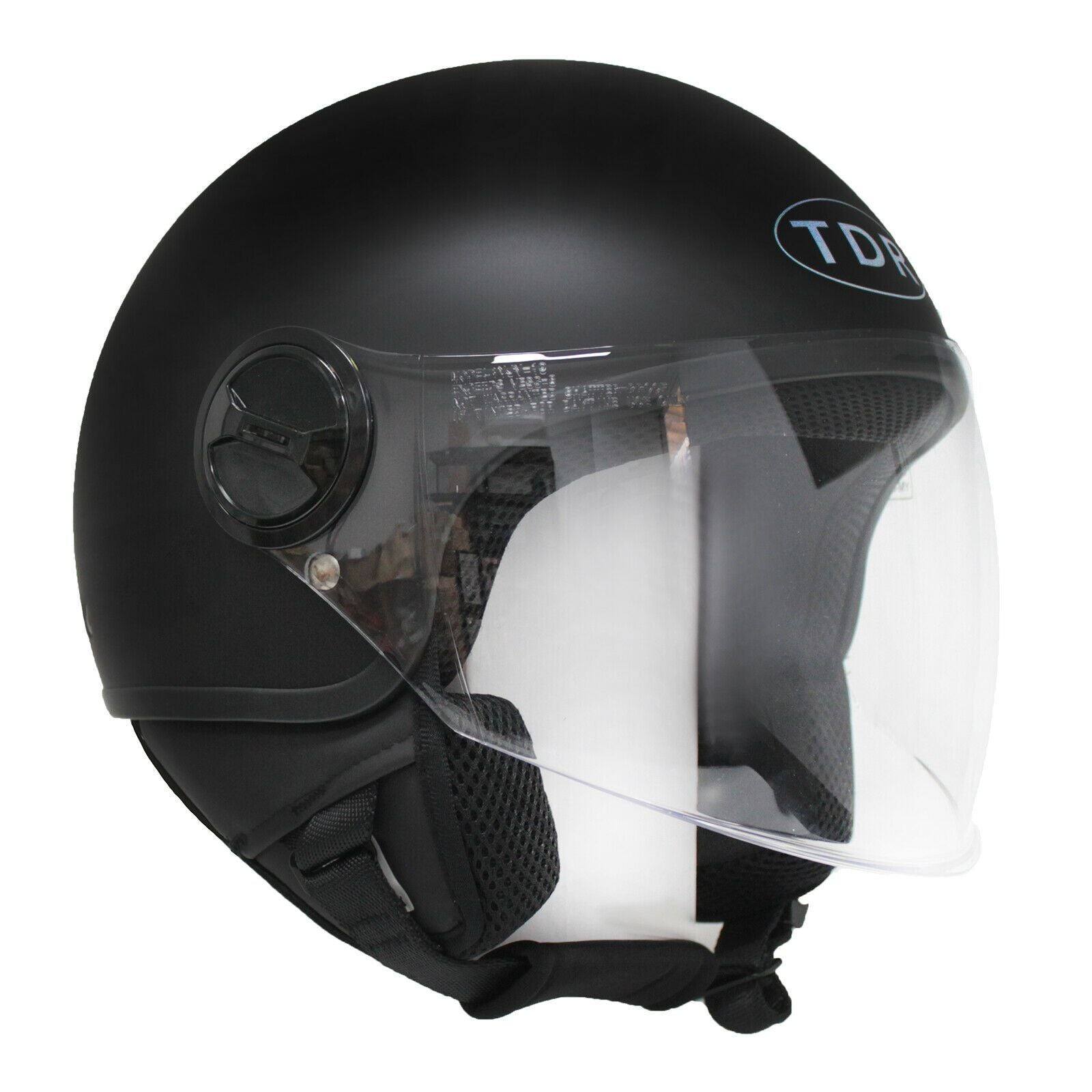 TDR Matt Black Open Face Motorcycle Helmet for Adult - TDRMOTO