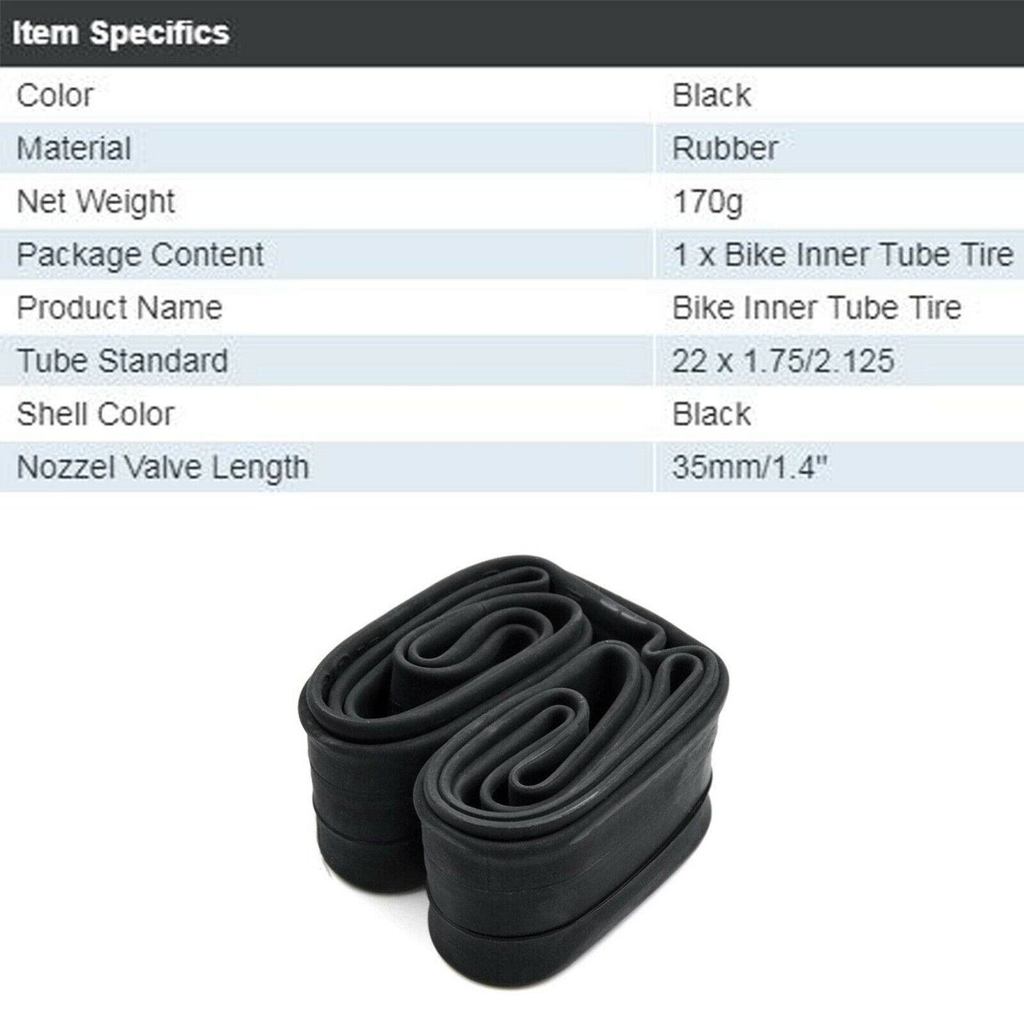 22" Bicycle Bike Electric Bike Cycle Inner Tube 22 x 1.75 - 2.125 Tube - TDRMOTO
