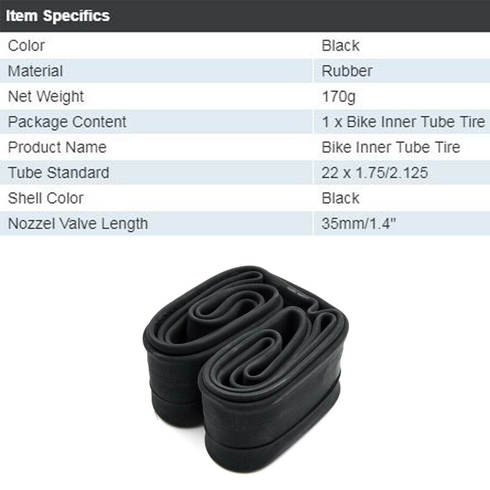 22" Bicycle Bike Electric Bike Cycle Inner Tube 22 x 1.75 - 2.125 Tube - TDRMOTO