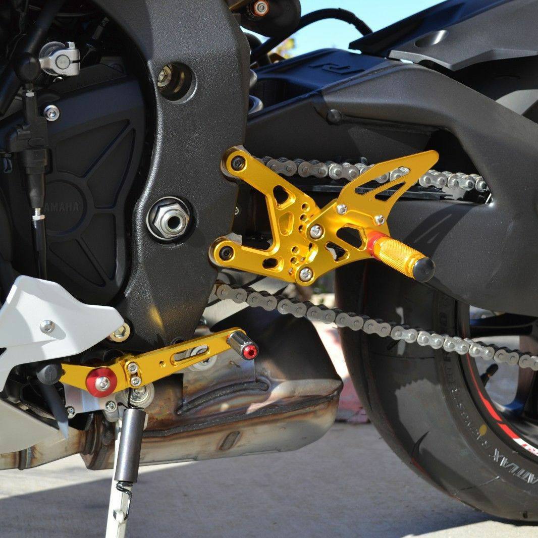 2015 2016 Yamaha YZF R1 GOLD Adjustable Rear Sets Footpegs Rearset - TDRMOTO