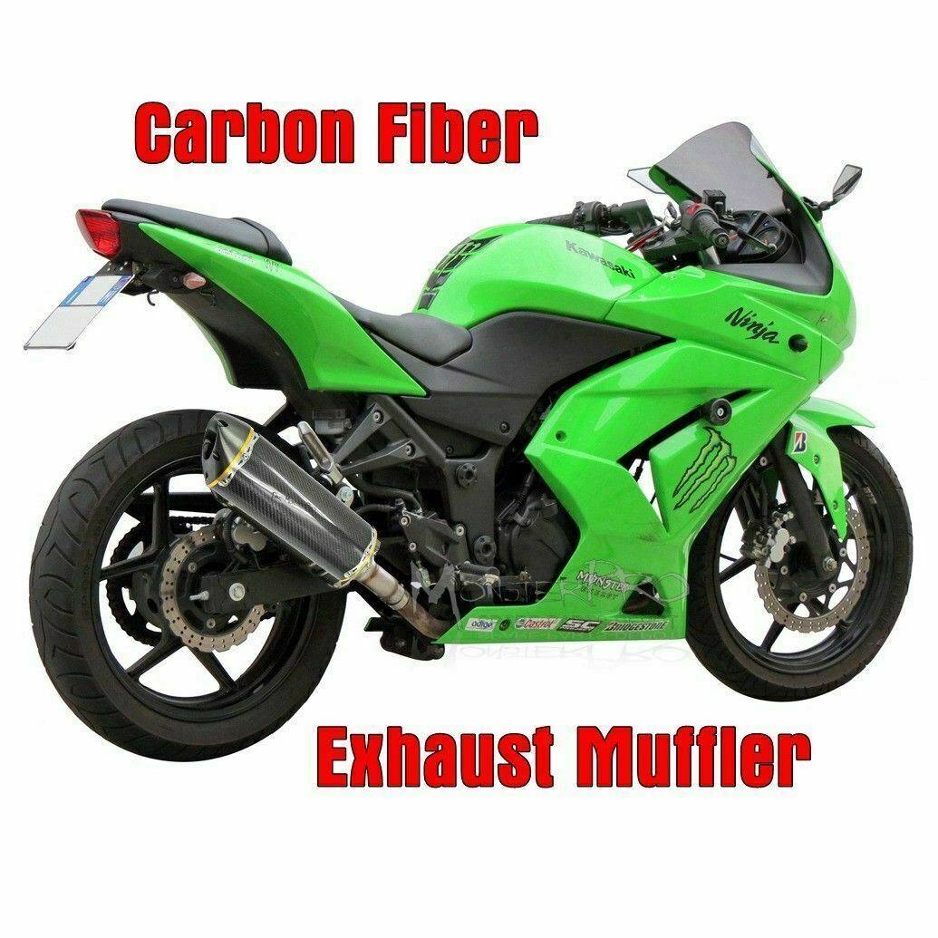 Carbon Fiber Exhaust Muffler Silencer For Kawasaki Ninja 250R 2011 2012 2013 14 - TDRMOTO
