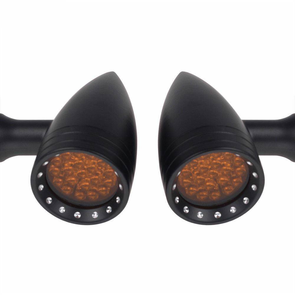 Quality Black Aluminium Bullet LED Motorbike Indicators Turn Signals Universal - TDRMOTO