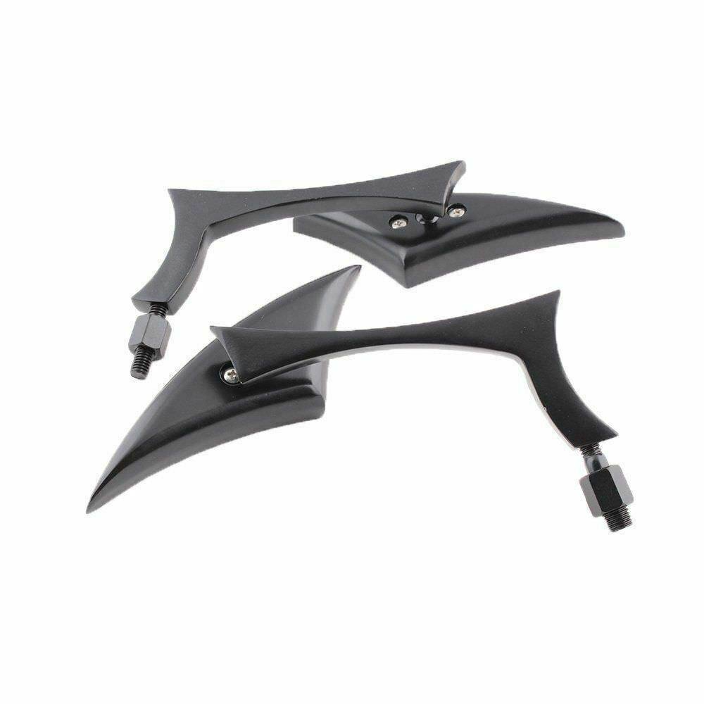 Black Spear Motorcycle Rear View Side Mirrors 8mm 10mm Universal Fit - TDRMOTO