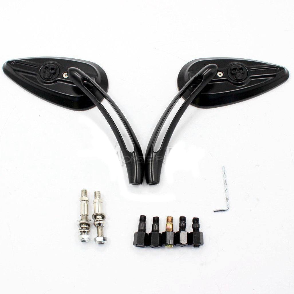 Black Skull Rearview Mirrors 4 Yamaha V-Star XVS 650 1100 Custom Silverado - TDRMOTO