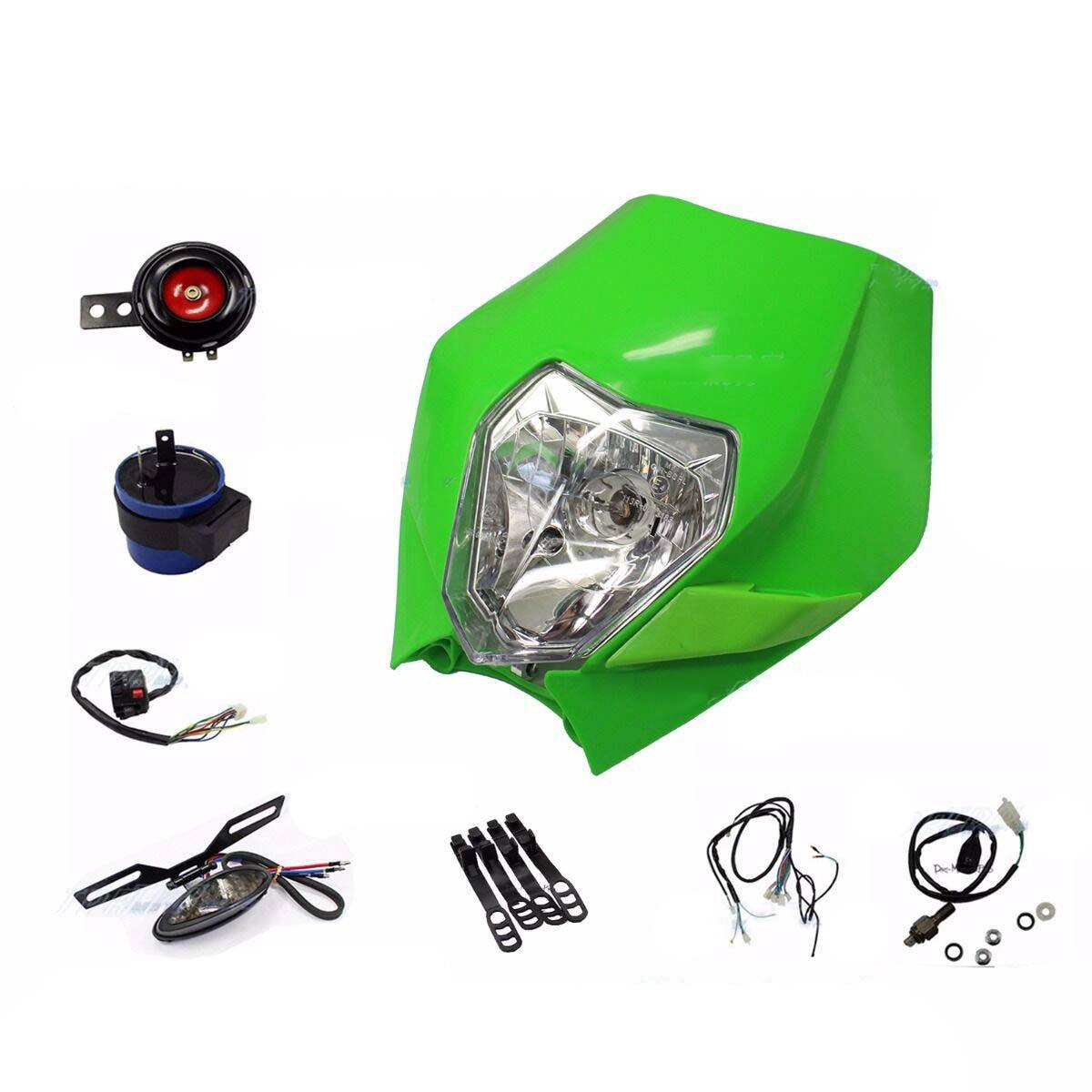Green Recreation Registration Head Lamp Light Complete Kit For Dirt Bike Motorcycle - TDRMOTO