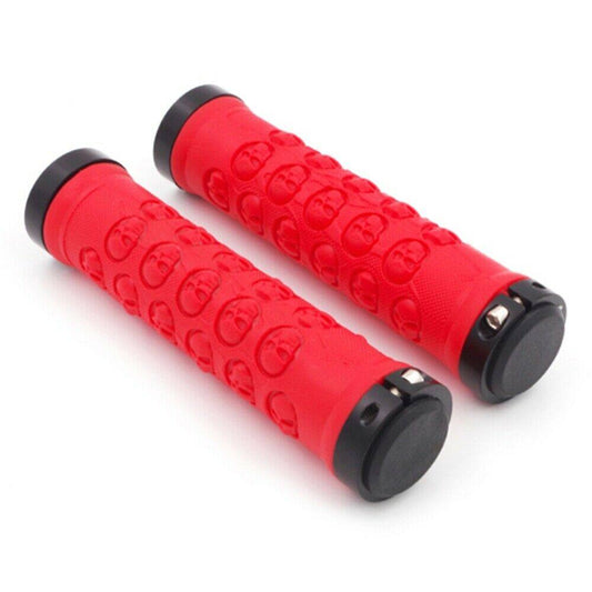 2Pcs Red Skull Anti-Slid Rubber Bicycle Bike Handlebars Handle Bar Grips - TDRMOTO