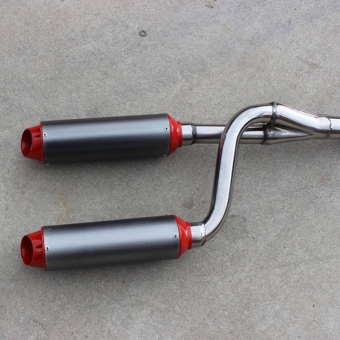Dual Twin Red Exhaust Muffler For Dirt Bike 50cc 70cc 90cc 110cc