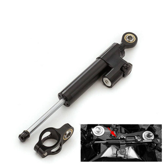 Black CNC Steering Damper Motorcycle Linear Stabilizer Reversed Safety Control - TDRMOTO