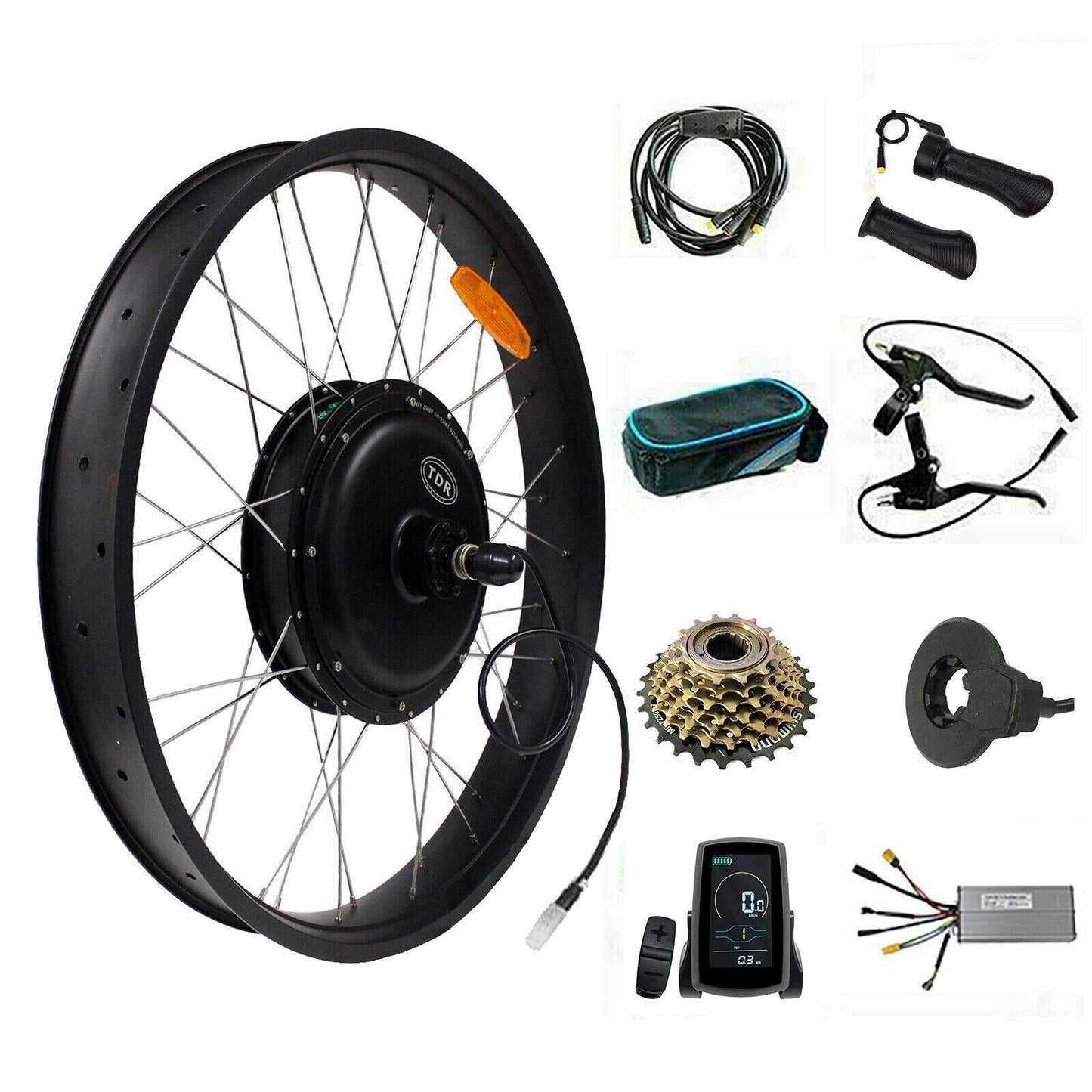 Electric Bike Rear Conversion Kit 1500W 26'' 15Ah Ebike Fat Tyre - TDRMOTO
