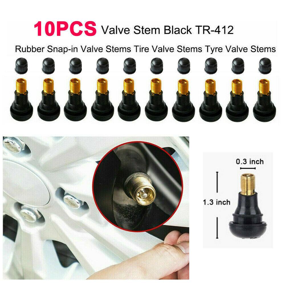 10x Car Auto TR 412 Snap In Tyre (Tire) Valve Rubber Tubeless Short Valve Stems - TDRMOTO