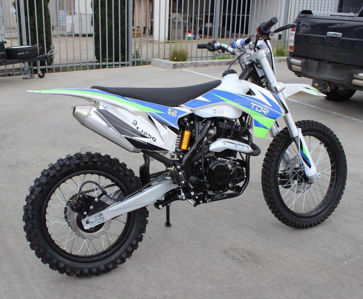 TDR CJ250 250cc Dirt Pit Bike Off Road Motocross Electric/Kick Start Motorbike Blue & Green - TDRMOTO