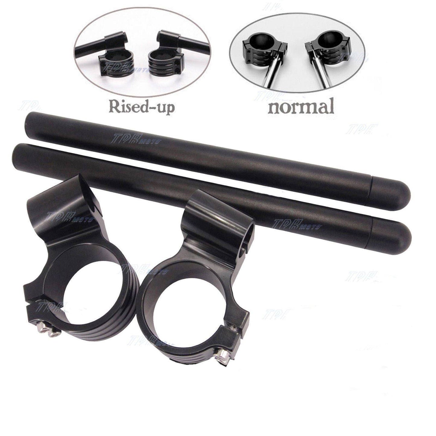 1" Raised Riser Clip-On ClipOns Handlebar Universal Fits 35mm Forks CAFE RACER - TDRMOTO