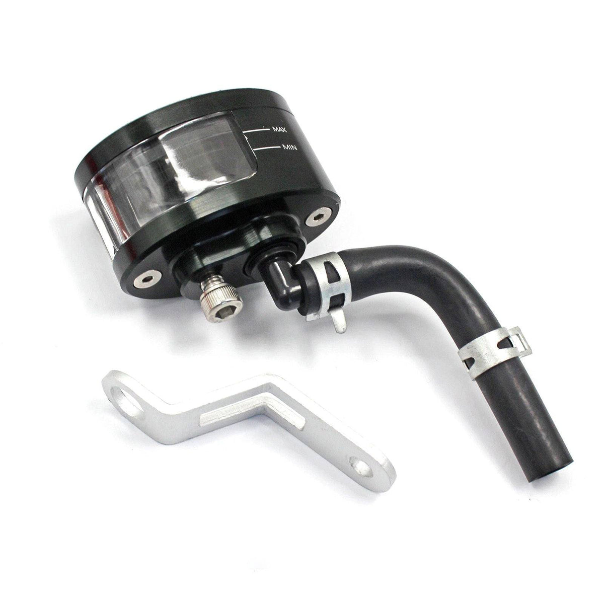 TCMT Universal Motorcycle Front Brake Fluid Reservoir Cup – Black & White ABS Plastic