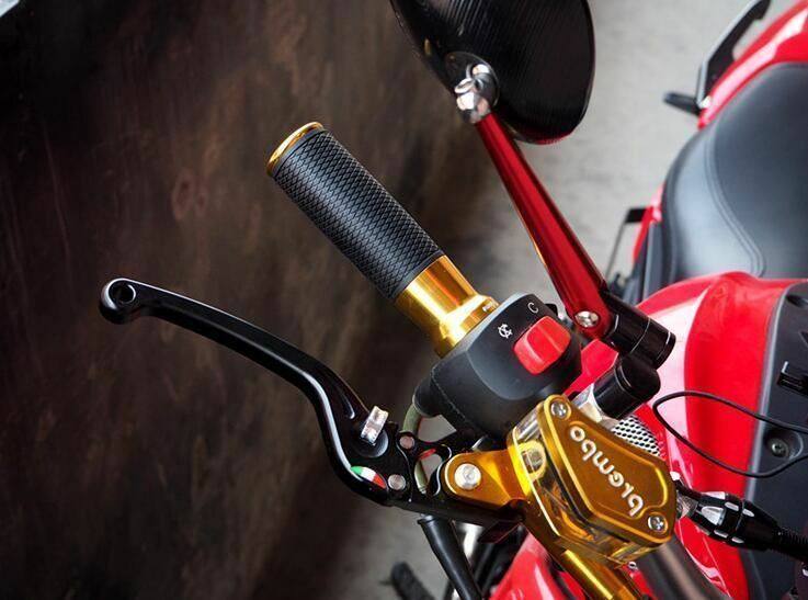 Motorcycle Handlebar Hand Grips Gold CNC 7/8" Bar w/ Throttle Tube Universal - TDRMOTO