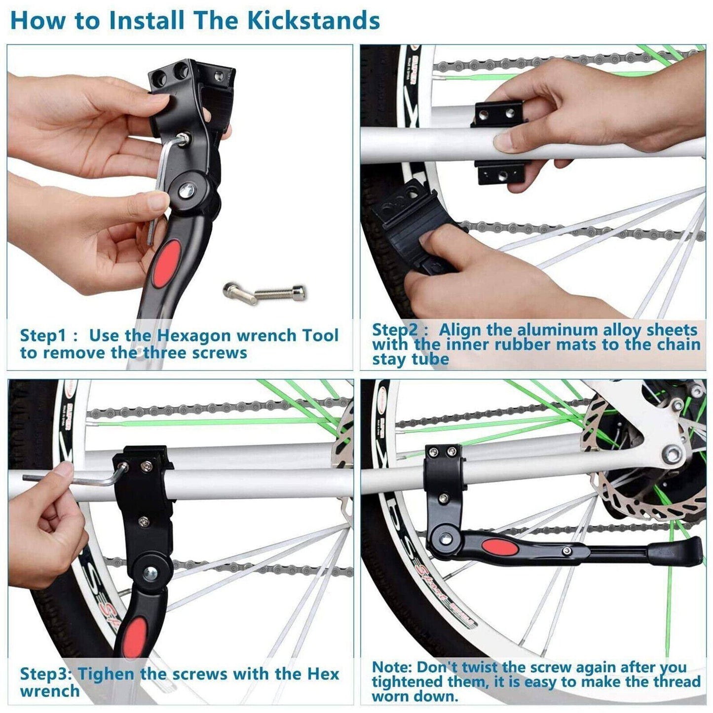 Mountain Bike Bicycle Adjustable Kick Stand For 22" 24" 26" 27.5" Bikes - TDRMOTO