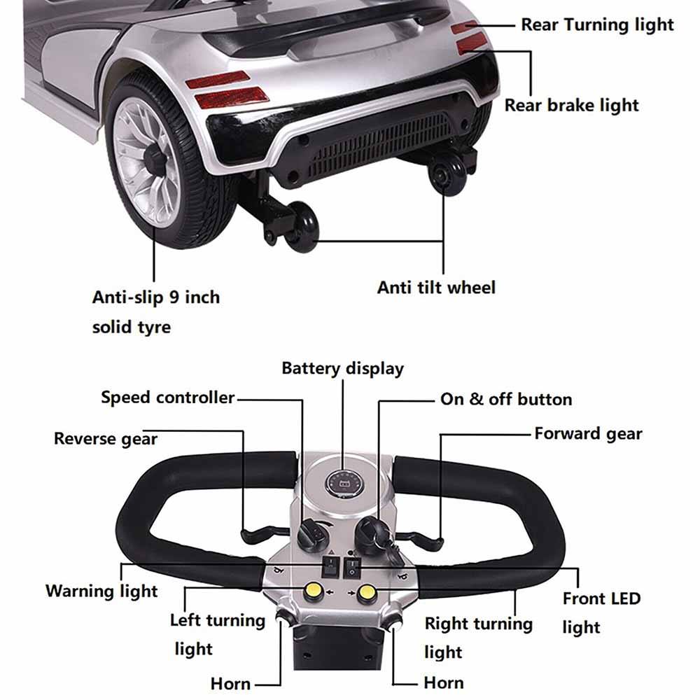 TDR Silver Mobility Scooter Foldable 350W 150kg Weight Capacity Heavy Duty - TDRMOTO