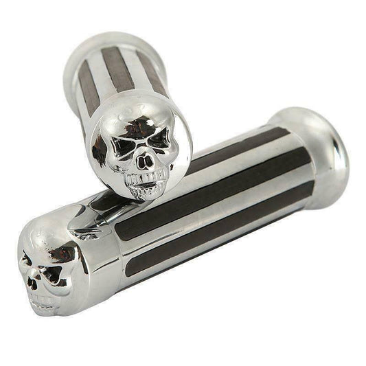 25mm 1" Handlebar chrome Skull Hand Grips Fit Suzuki Boulevard M109R M50 M90 M95 - TDRMOTO