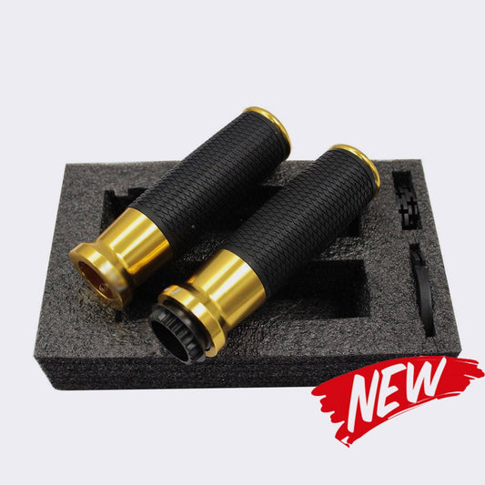 Motorcycle Handlebar Hand Grips Gold CNC 7/8" Bar w/ Throttle Tube Universal - TDRMOTO