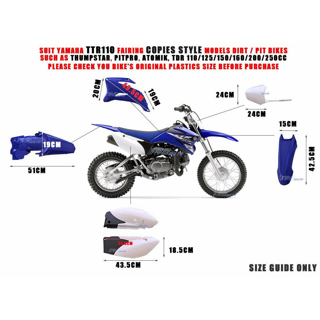 Blue Plastics Fender Kit For Yamaha TTR110 Style Dirt Bikes - TDRMOTO