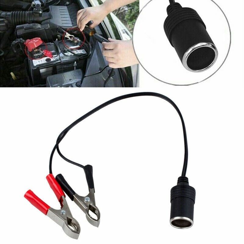 12V Battery Terminal Clip-on Clip to Cigarette Lighter Power Socket Adapter