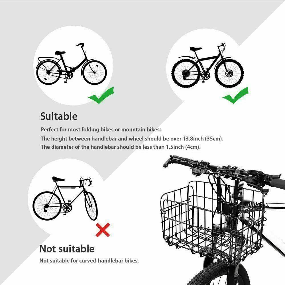 Handlebar Basket Mountain Bike Basket Rear Black Foldable