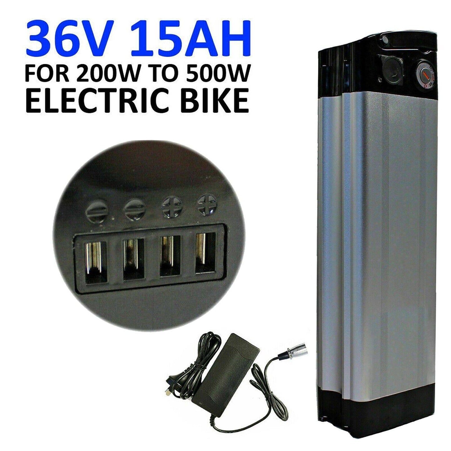 36V 15Ah Silver Fish Lithium Ion Battery For 200W 250W 350W Electric Bike eBike - TDRMOTO
