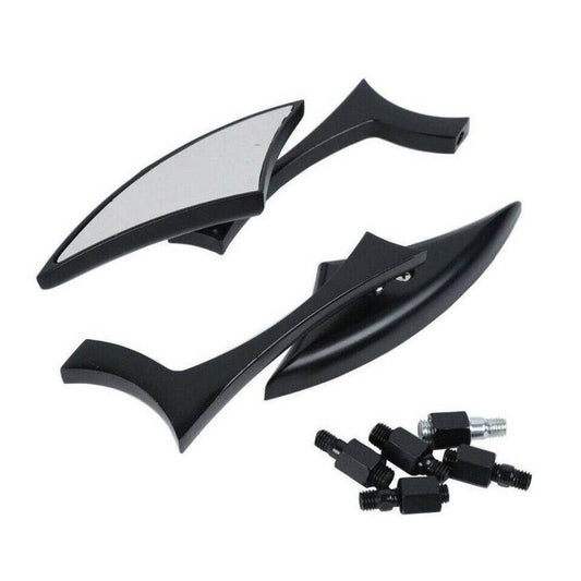 Black Spear Motorcycle Rear View Side Mirrors 8mm 10mm Universal Fit - TDRMOTO