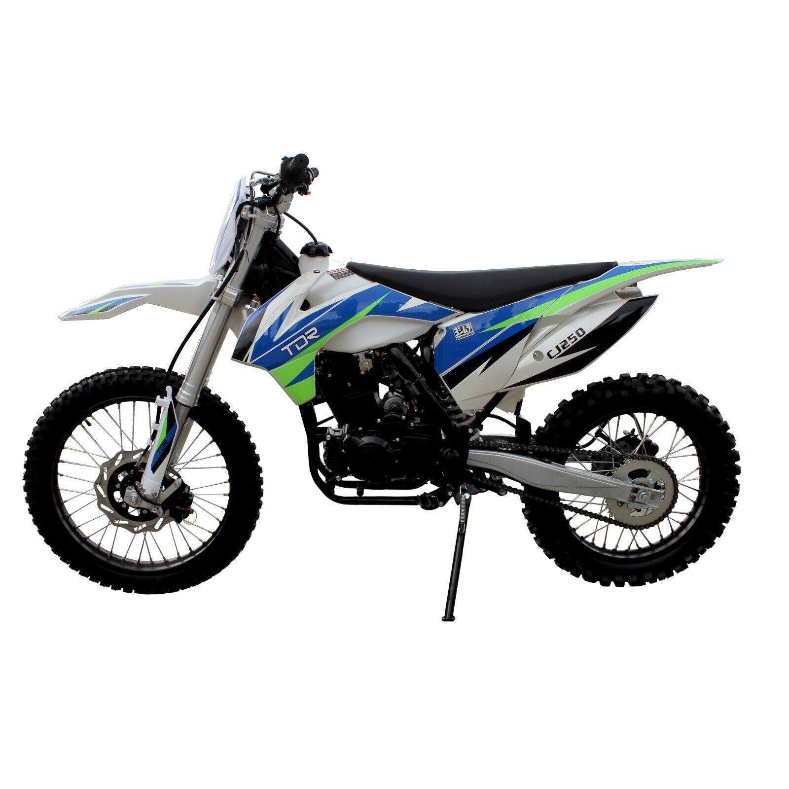 TDR CJ250 250cc Dirt Pit Bike Off Road Motocross Electric/Kick Start Motorbike Blue & Green - TDRMOTO