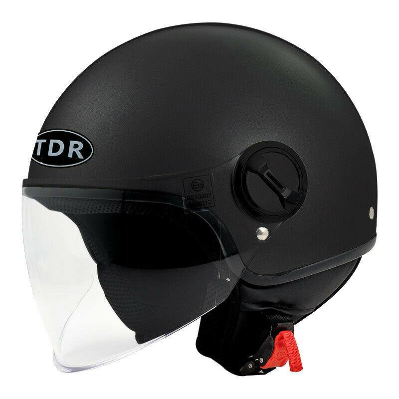 TDR Matt Black Open Face Motorcycle Helmet for Adult - TDRMOTO