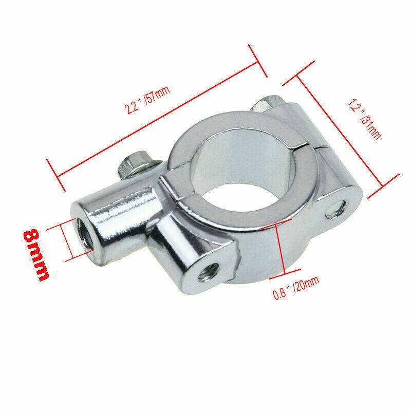 Universal Motorbike Motorcycle Chrome Mirror mounts For 22mm Bars 8mm Threads - TDRMOTO