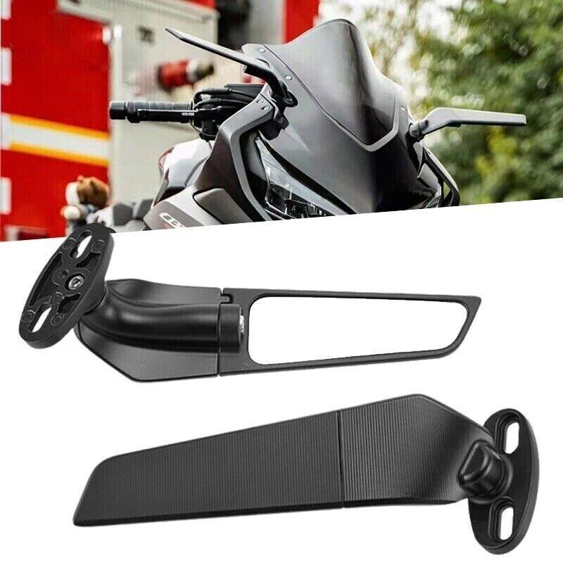 2Pcs Unviersal Motorcycle Rearview Mirrors Adjustable Wind Swivel Wing Mirror - TDRMOTO