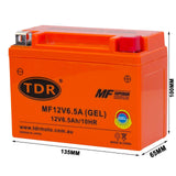 12V 6.5Ah Gel Battery for Motorcycle Dirt Bike ATV Quad Scooter Gokart Mower - TDRMOTO