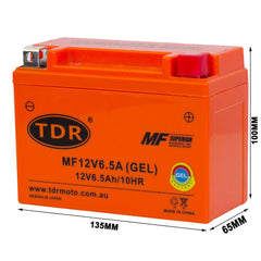 12V 6.5Ah Gel Battery for Motorcycle Dirt Bike ATV Quad Scooter Gokart Mower - TDRMOTO