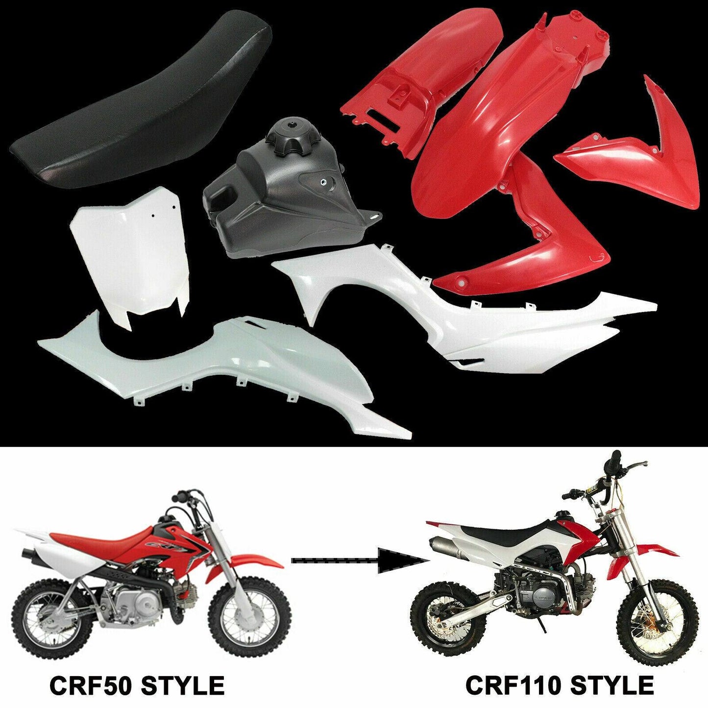 Fender Plastics Seat Tank Conversion for CRF50 Dirt Atomik 110cc 125cc Pit Bike - TDRMOTO