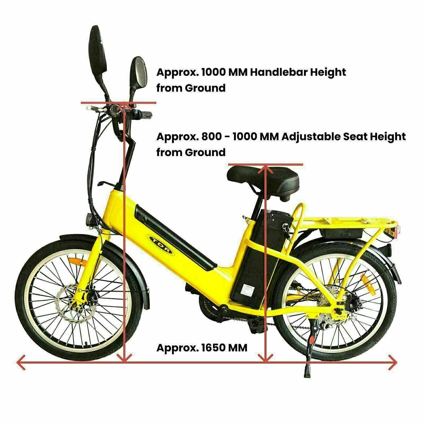 TDR Yellow Cargo Electric Bike 22" 48V 250W Dual Battery Long Range - TDRMOTO
