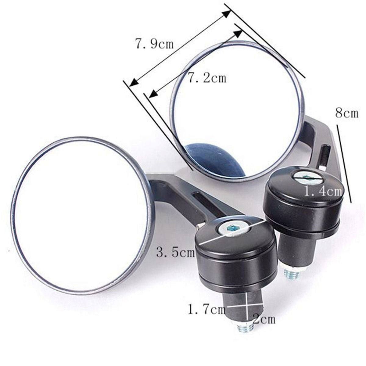 Round Universal Black Motorcycle 7/8" Bar End Rear Side View Mirrors Cafe Racer - TDRMOTO