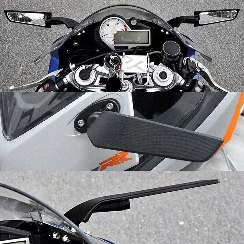 2Pcs Unviersal Motorcycle Rearview Mirrors Adjustable Wind Swivel Wing Mirror - TDRMOTO