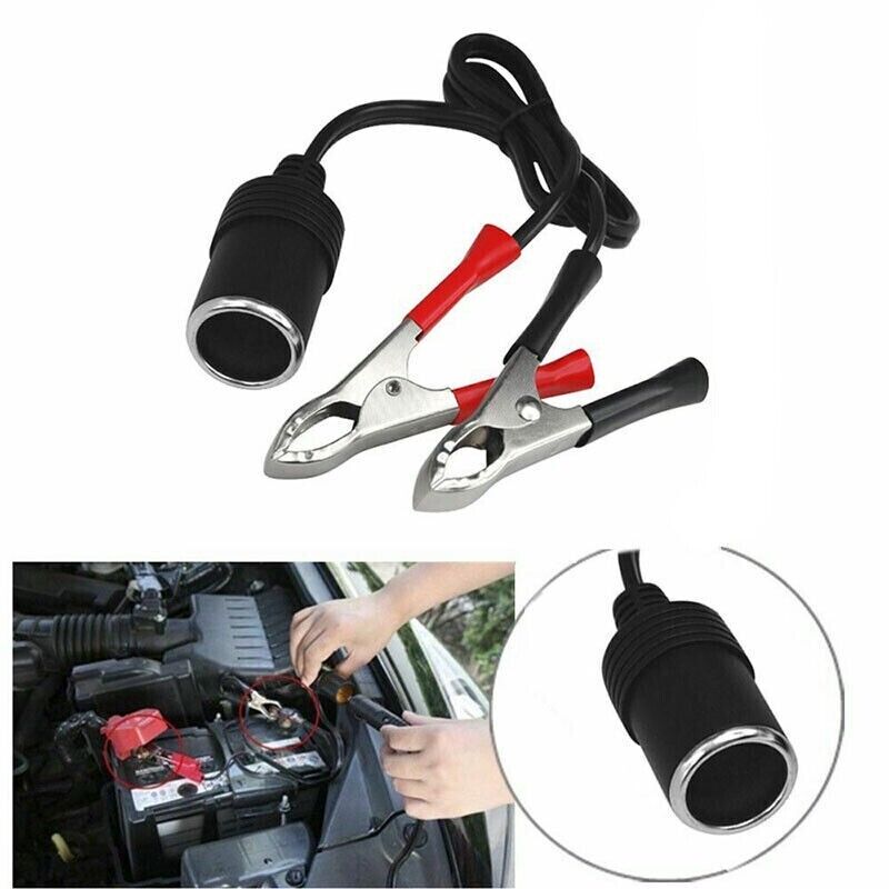 12V Battery Terminal Clip-on Clip to Cigarette Lighter Power Socket Adapter